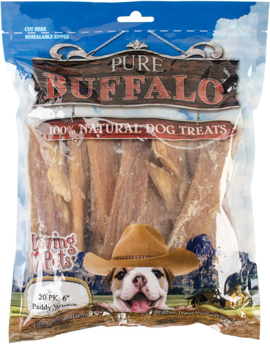 Pure Buffalo 6" Backstrap Tendon Dog Treat 20/Pkg