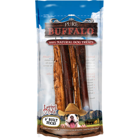 Pure Buffalo 9" Bully Stick Dog Treat 4/Pkg