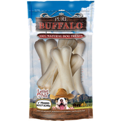 Pure Buffalo 4" Pressed Bully Bone Dog Treat 5/Pkg