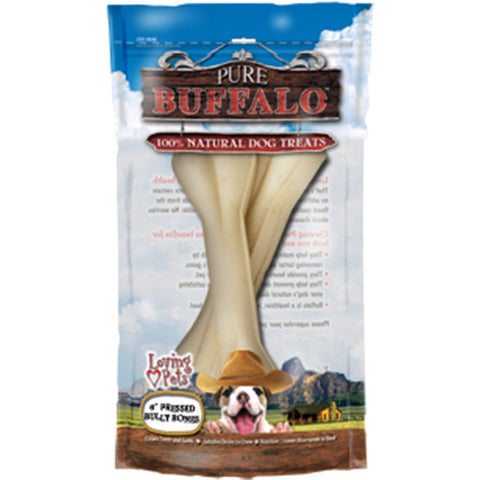 Pure Buffalo 6" Pressed Bully Bone Dog Treat 2/Pkg