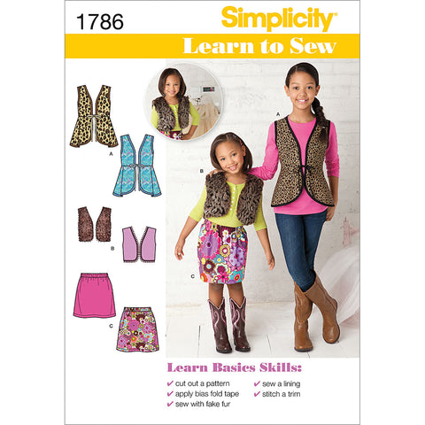Simplicity Learn To Sew Girls Vests & Skirt