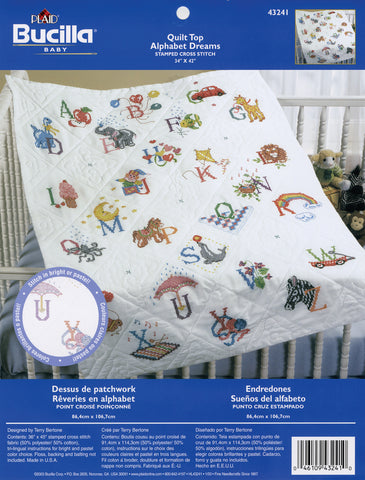 Bucilla Stamped Cross Stitch Baby Quilt Top 34&quot;X43&quot;