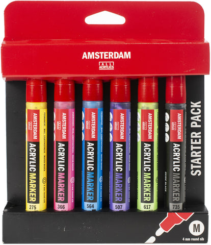 Amsterdam 4mm Acrylic Marker Set 6/Pkg