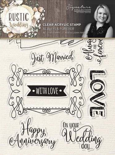 Sara Davies Rustic Wedding Clear Stamps 10/Pkg