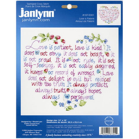 Janlynn Stamped Cross Stitch Kit 12"X10"