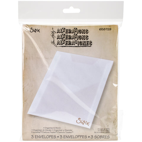 Sizzix Plastic Storage Envelopes 3/Pkg By Tim Holtz