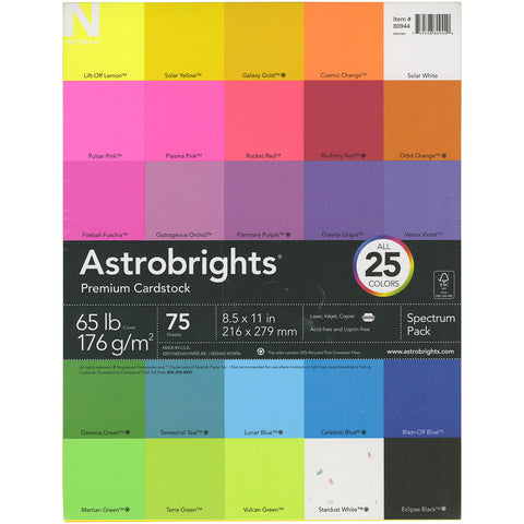 Neenah Astrobrights Spectrum Cardstock Pack 8.5"X11" 75/Pkg
