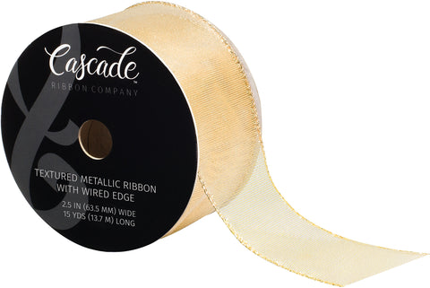 Cascade Textured Woven Ribbon W/Wired Edge 2.5&quot;X15yd