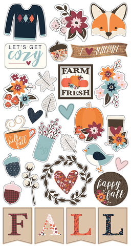 Forever Fall Chipboard Stickers 6"X12"