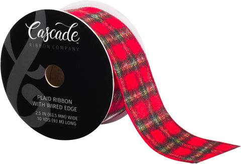 Cascade Flannel Ribbon W/Wired Edge 2.5&quot;X10yd