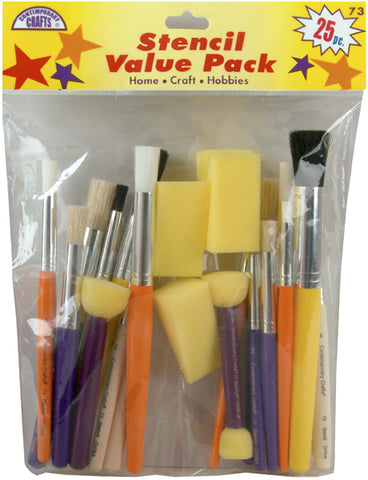 Stencil Brush Value Pack 25/Pkg