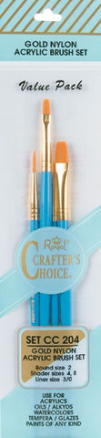 Crafter's Choice Gold Nylon Acrylic Brush Set