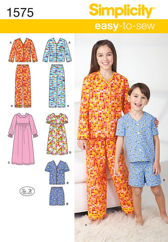 Simplicity Easy-To-Sew Child Girl & Boy Lounge Wear