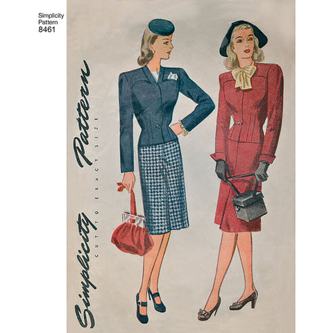 Simplicity Misses & Womens 1940S Vintage Two Piece Suit