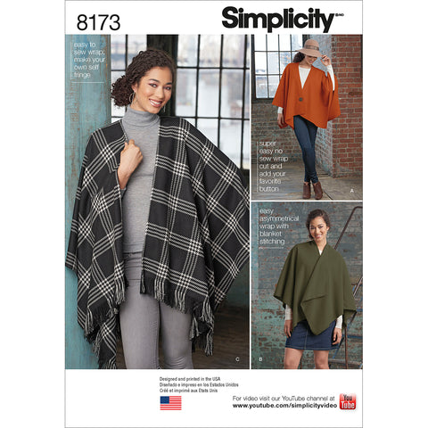 Simplicity Misses Fleece Poncho Wrap