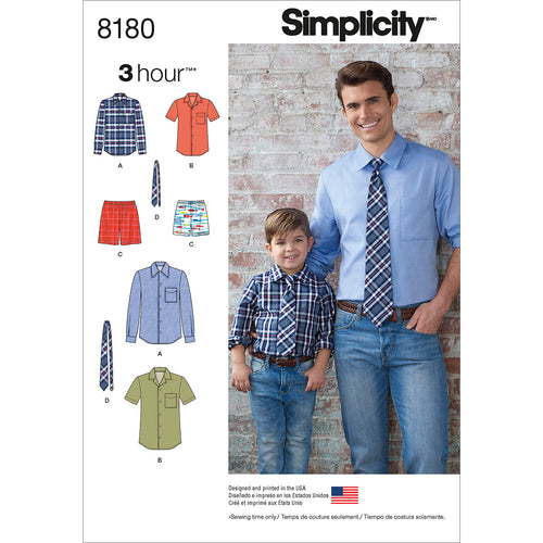 Simplicity 3 Hour Boys Mens Shirt Boxer Shorts & Tie
