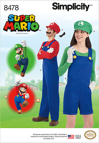 Simplicity Super Mario & Luigi Adult Costumes