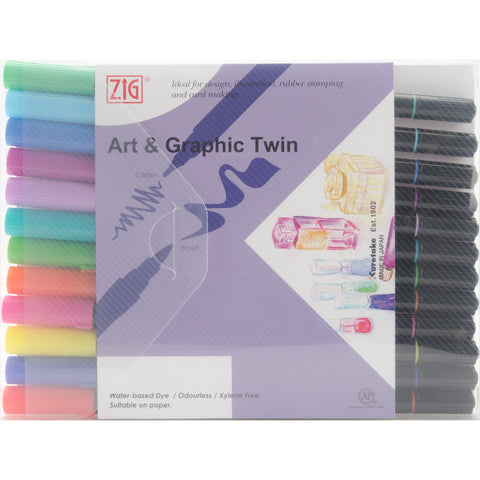 ZIG Art & Graphic Twin Tip Markers 12/Pkg