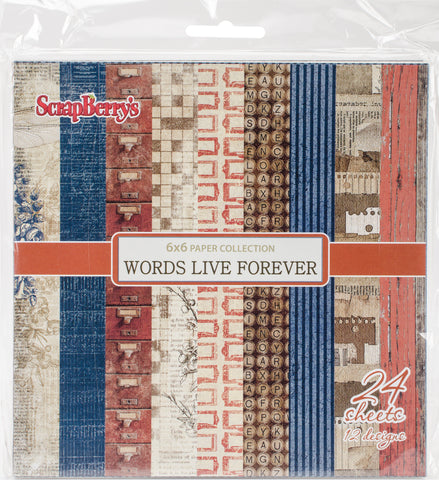 ScrapBerry's Words Live Forever Paper Pack 6"X6" 24/Pkg
