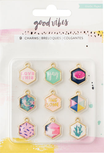 Good Vibes Charm Embellishments 9/Pkg