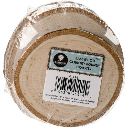 Basswood Country Round Coaster 3/Pkg