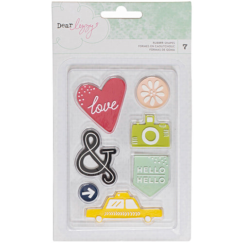 Dear Lizzy Saturday Rubber Embellishments 6/Pkg