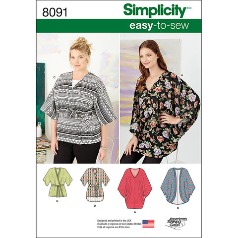 Simplicity Easy-To-Sew Misses Kimono Dress Wrap & Top