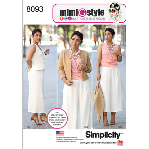 Simplicity Misses Top Wide Leg Cropped Pants & Lined Jacket