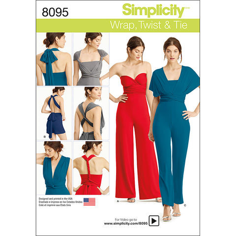 Simplicity Misses Knit Wrap & Tie Jumpsuit With Variations