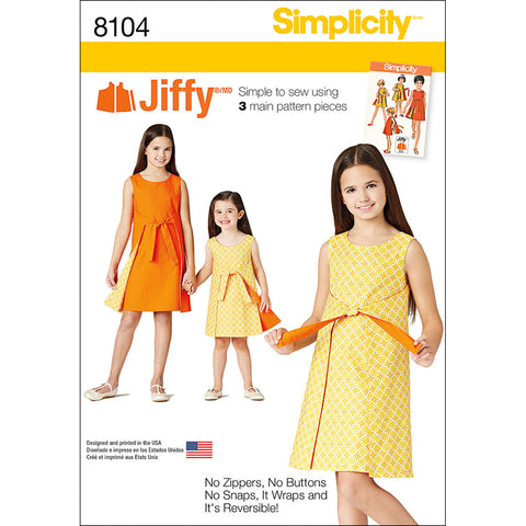 Simplicity Jiffy Girls Reversible Wrap Dress