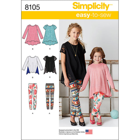 Simplicity Easy-To-Sew Girls Tunic & Leggings
