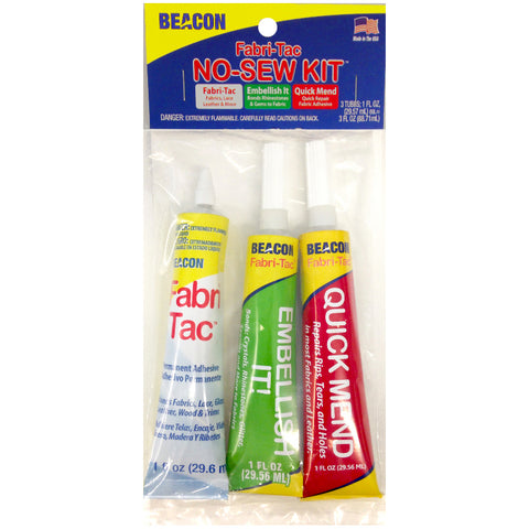 Beacon Fabri-Tac Sewing Kit W/Adhesive 1oz 3/Pkg