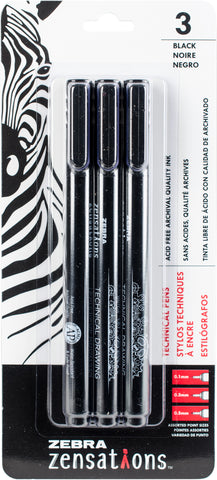 Zebra Zensations Technical Pens 3/Pkg