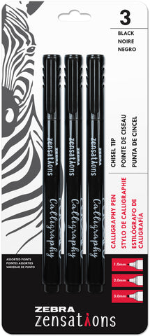 Zebra Zensations Calligraphy Pens 3/Pkg