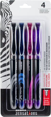 Zebra Zensations Fountain Pens 4/Pkg 0.6mm