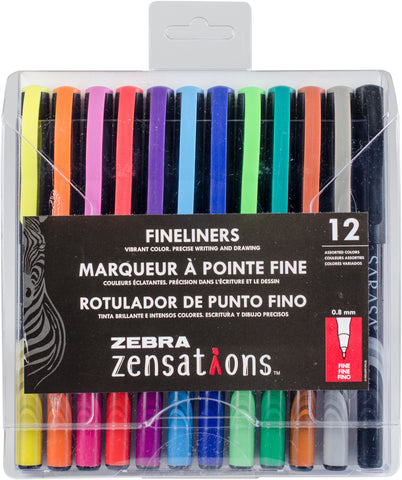 Zebra Zensations Fineliner Pens 12/Pkg 0.8mm