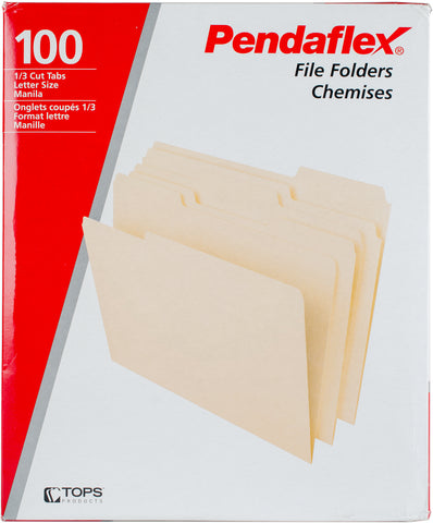 Pendaflex Basic File Folders Letter Size 100/Pkg