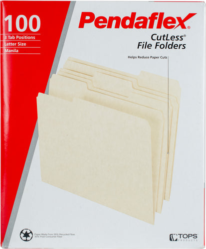 Pendaflex Cutless File Folders Letter Size 100/Pkg