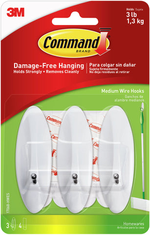 Command Medium Wire Hooks 3/Pkg