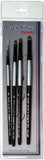 Black Silver Short Handle Brush Set 4/Pkg