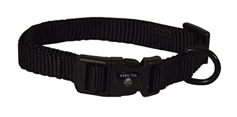 Hamilton Adjustable Nylon Dog Collar, Black, 3/8" x 7-12"
