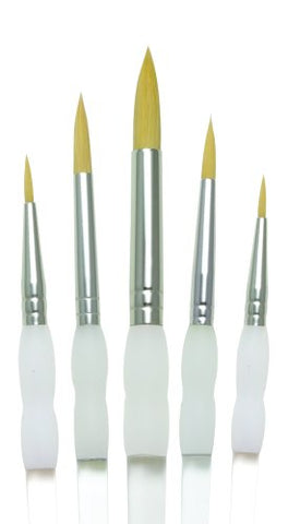 Royal Brush Soft Grip Round Golden Taklon Fiber Paint Brush Set, Assorted Size, Set of 5