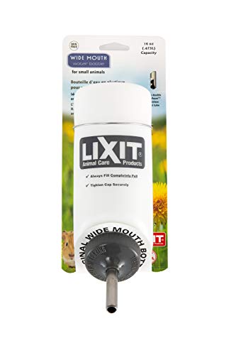 Lixit Wide Mouth BPA-Free Water Bottles with Colorful Graphics for Guinea Pigs, Rats, Chinchillas and Other Small Animals. (16 Ounce, Translucent)