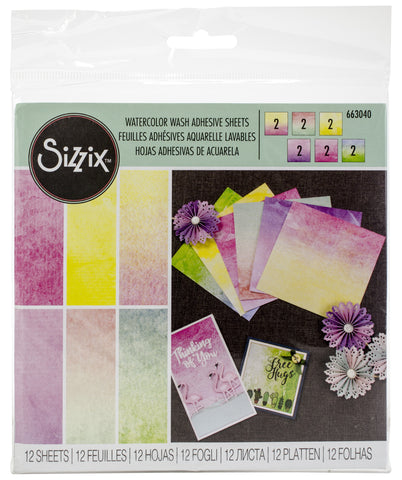 Sizzix Watercolor Wash Sheets 6"X6" 12/Pkg