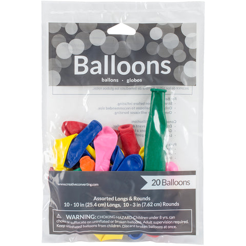 Balloons Long &amp; Round Assortment 20/Pkg