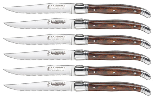Laguiole Wood Handle Steak Knives Set Of 6