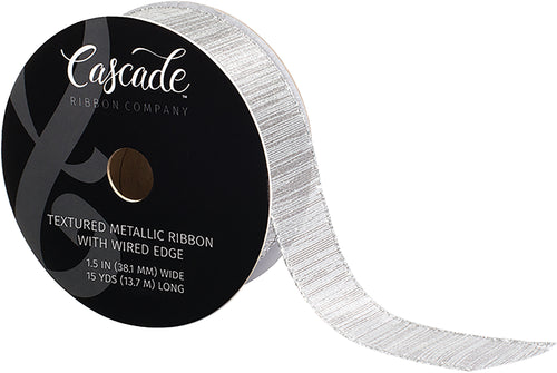 Cascade Textured Metallic Ribbon W/Wired Edge 1.5&quot;X15yd