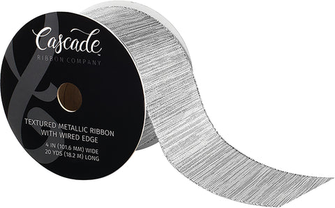 Cascade Textured Metallic Ribbon W/ Wired Edge 4&quot;X15yd
