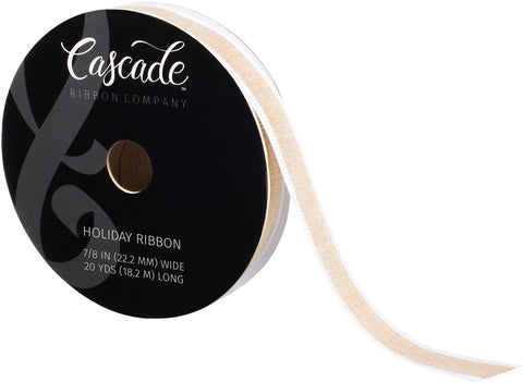 Cascade Centered Burlap Ribbon W/Wired Edge 2.5&quot;X20yd