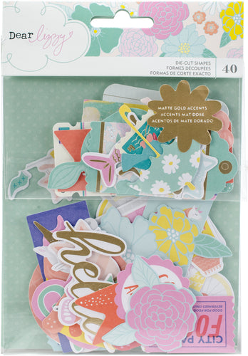 Dear Lizzy Stay Colorful Ephemera Cardstock Die-Cuts 40/Pkg